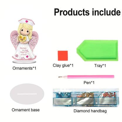 Nurse Angel DIY 2D Flat Acrylic Desktop Diamond Art Kit Single-Sided Home Decor