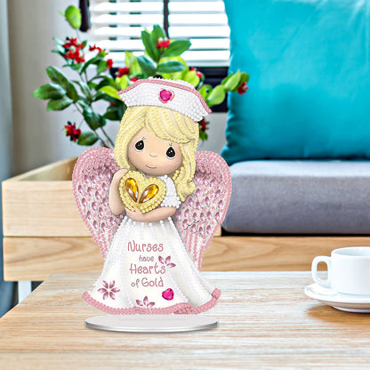 Nurse Angel DIY 2D Flat Acrylic Desktop Diamond Art Kit Single-Sided Home Decor