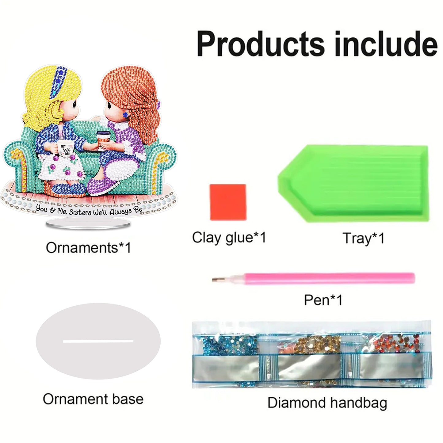 Coffee Girl DIY 2D Flat Acrylic Desktop Diamond Art Kit Single-Sided Home Decor