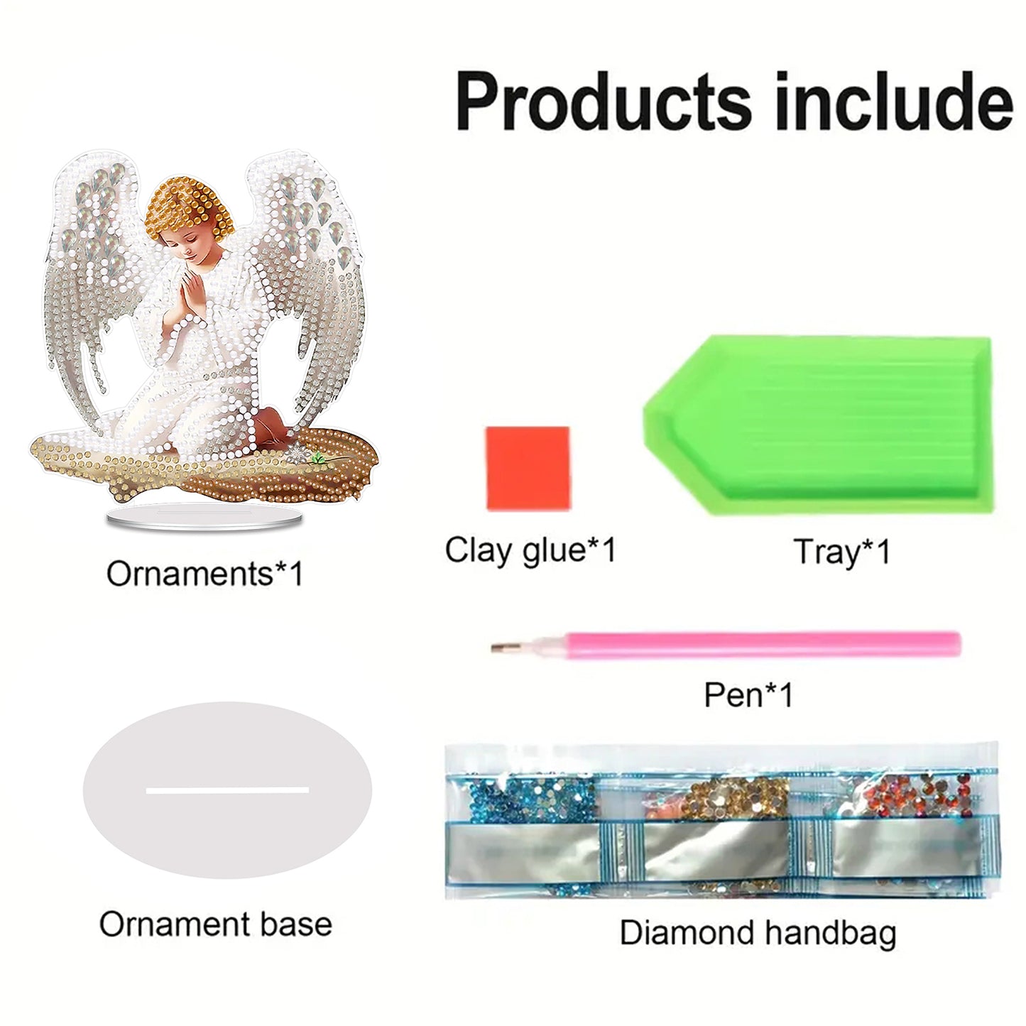Angel Elf DIY 2D Flat Acrylic Desktop Diamond Art Kit Single-Sided Home Decor