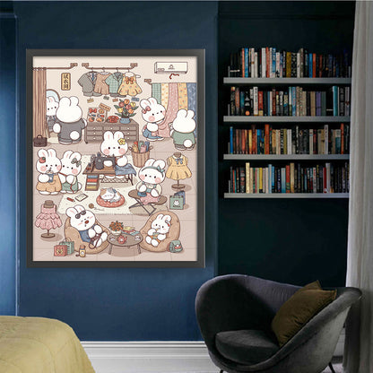 Dora The Tailor Rabbit - 11CT Stamped Cross Stitch 65*75CM(Brand)