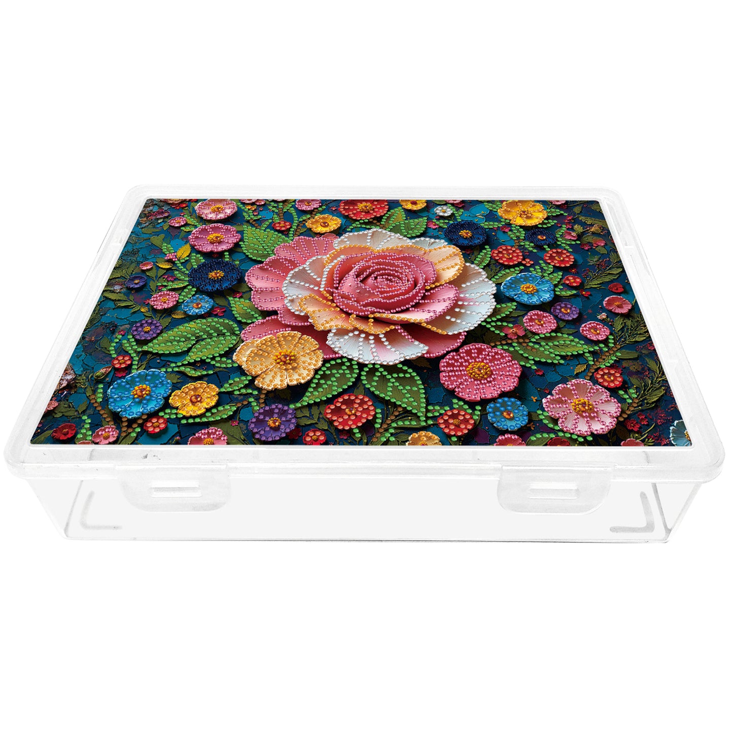 DIY Rose Pattern Diamond Painting Kit Storage Box for Handicraft Enthusiast Gift