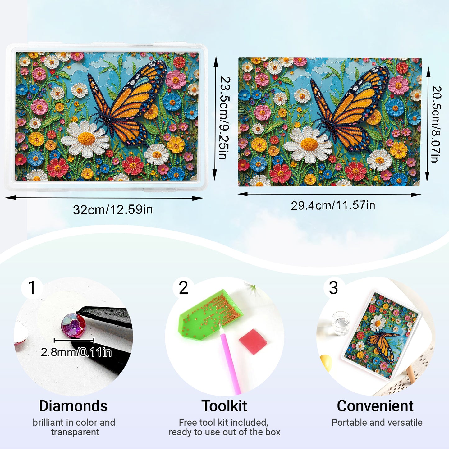 DIY Garden Butterfly Pattern Diamond Painting Kit Storage Box for Adult Beginner