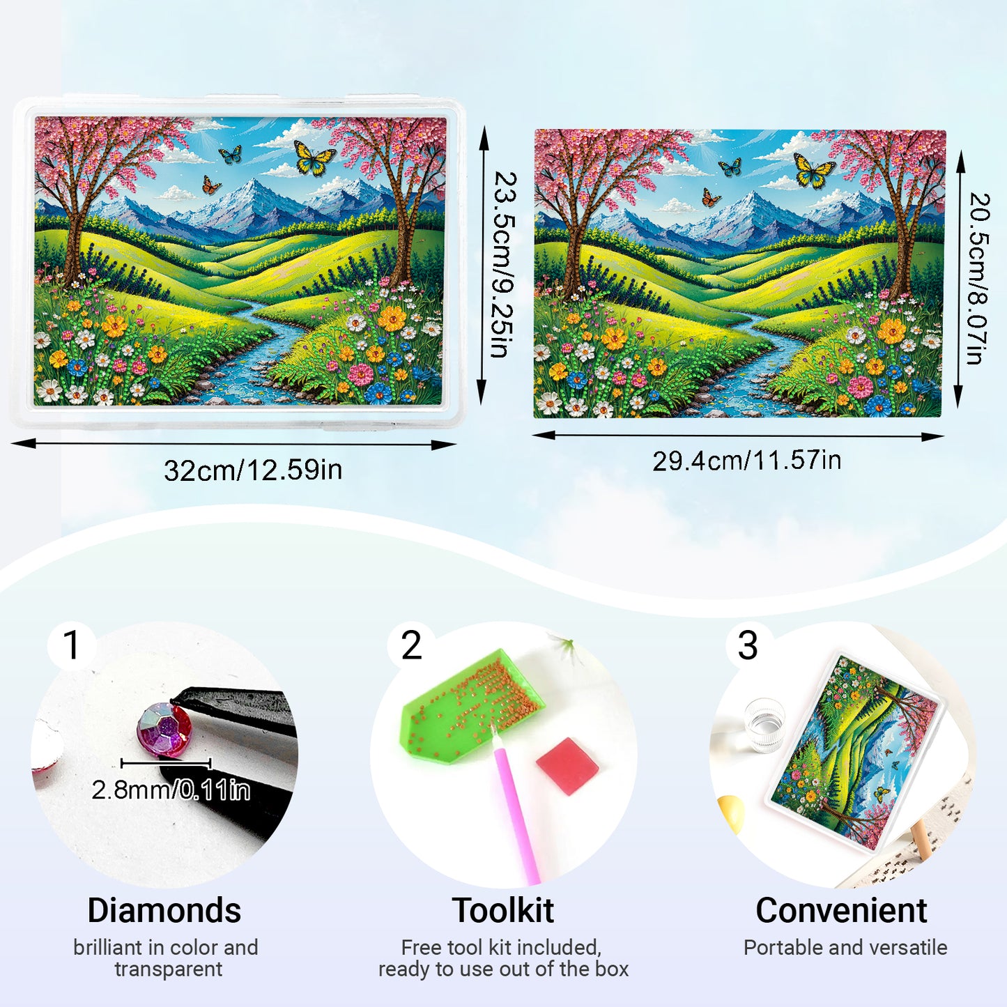 5D DIY Landscape Pattern Diamond Painting Kit Storage Boxr for Adults Beginners