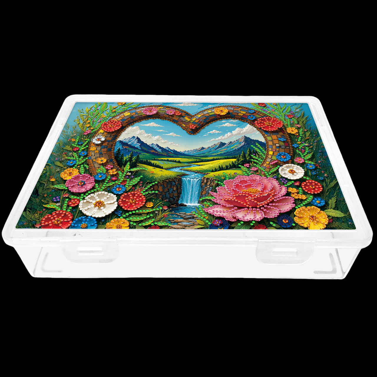 DIY Heart Water Flow Pattern Diamond Painting Kit Storage Box for Adult Beginner