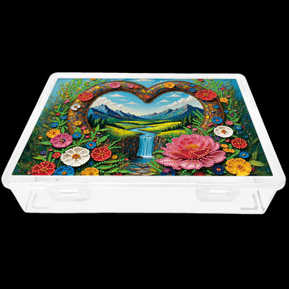 DIY Heart Water Flow Pattern Diamond Painting Kit Storage Box for Adult Beginner