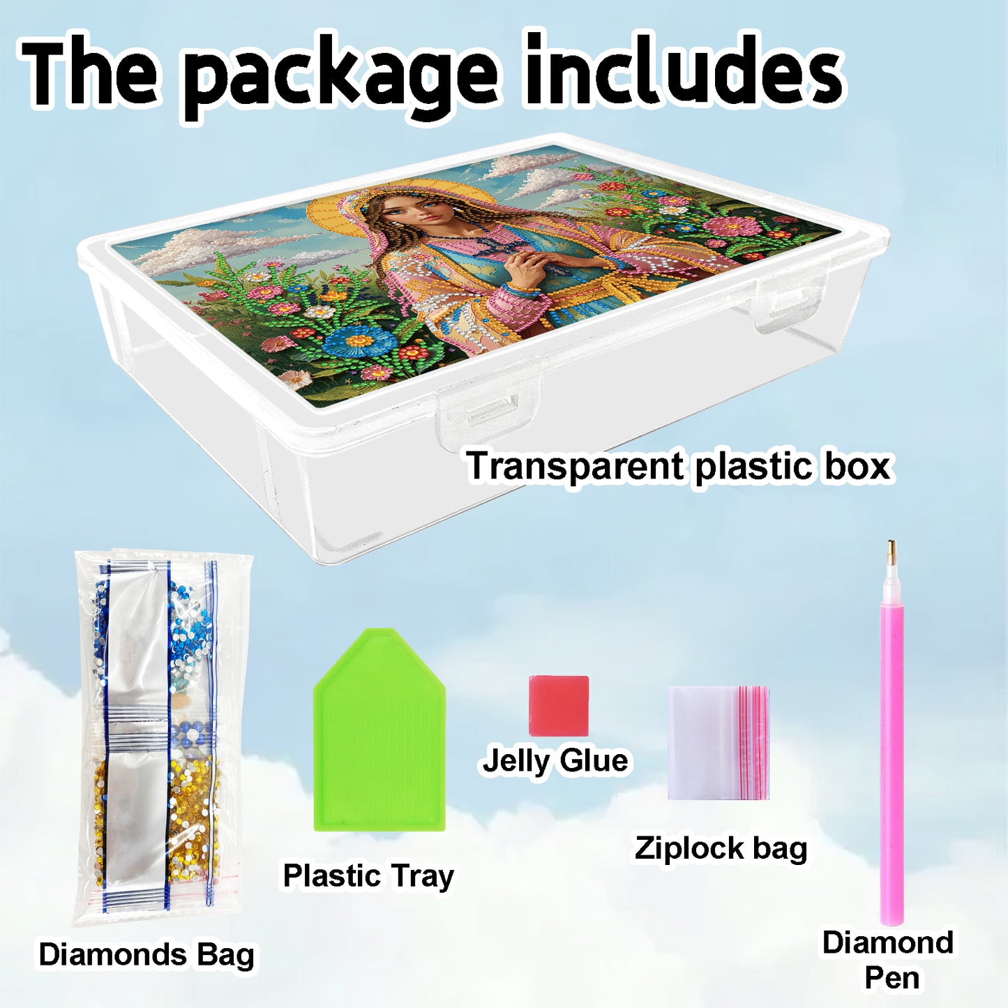 DIY Faithful Women Pattern Diamond Painting Kit Storage Box for Adults Beginners