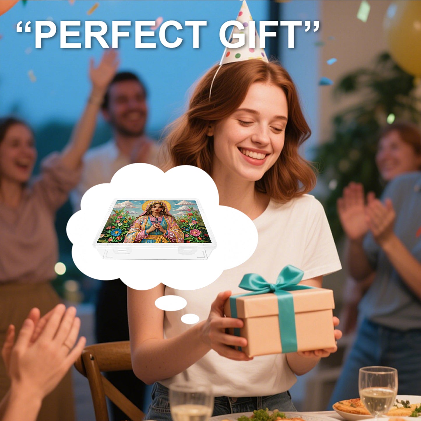 DIY Faithful Women Pattern Diamond Painting Kit Storage Box for Adults Beginners