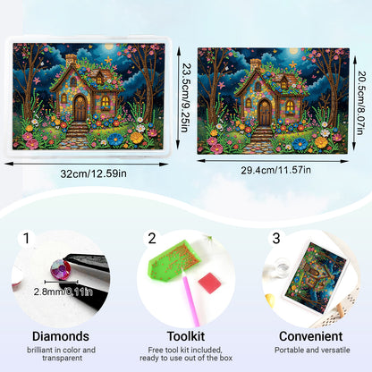 DIY Meadow Hut Pattern Diamond Painting Kit Storage Box for Adults Beginners