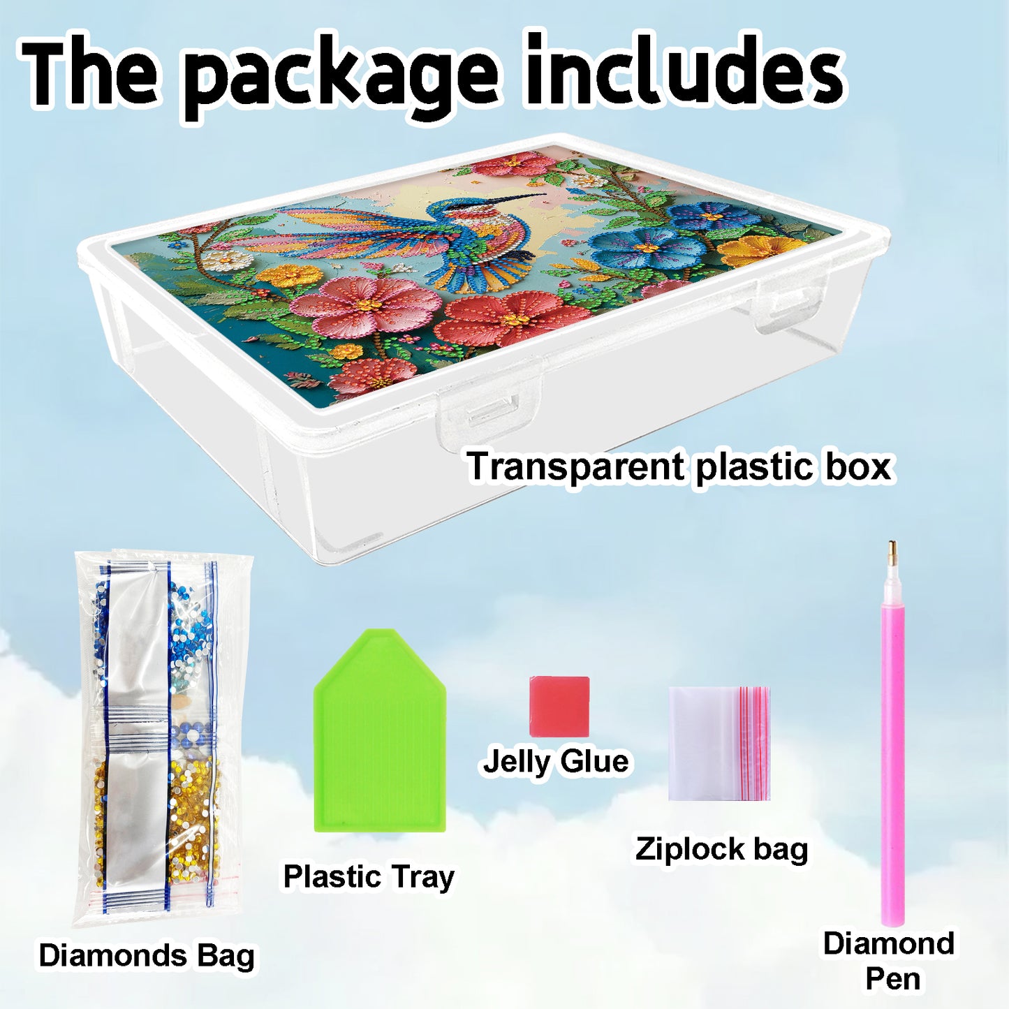 DIY Hummingbird Flowers Pattern Diamond Painting Kit Storage Box for Beginners