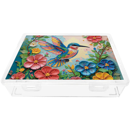 DIY Hummingbird Flowers Pattern Diamond Painting Kit Storage Box for Beginners