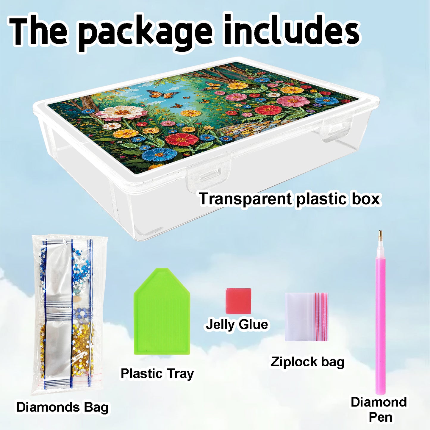 5D DIY Garden Path Pattern Diamond Painting Kit Storage Box for Adults Beginners