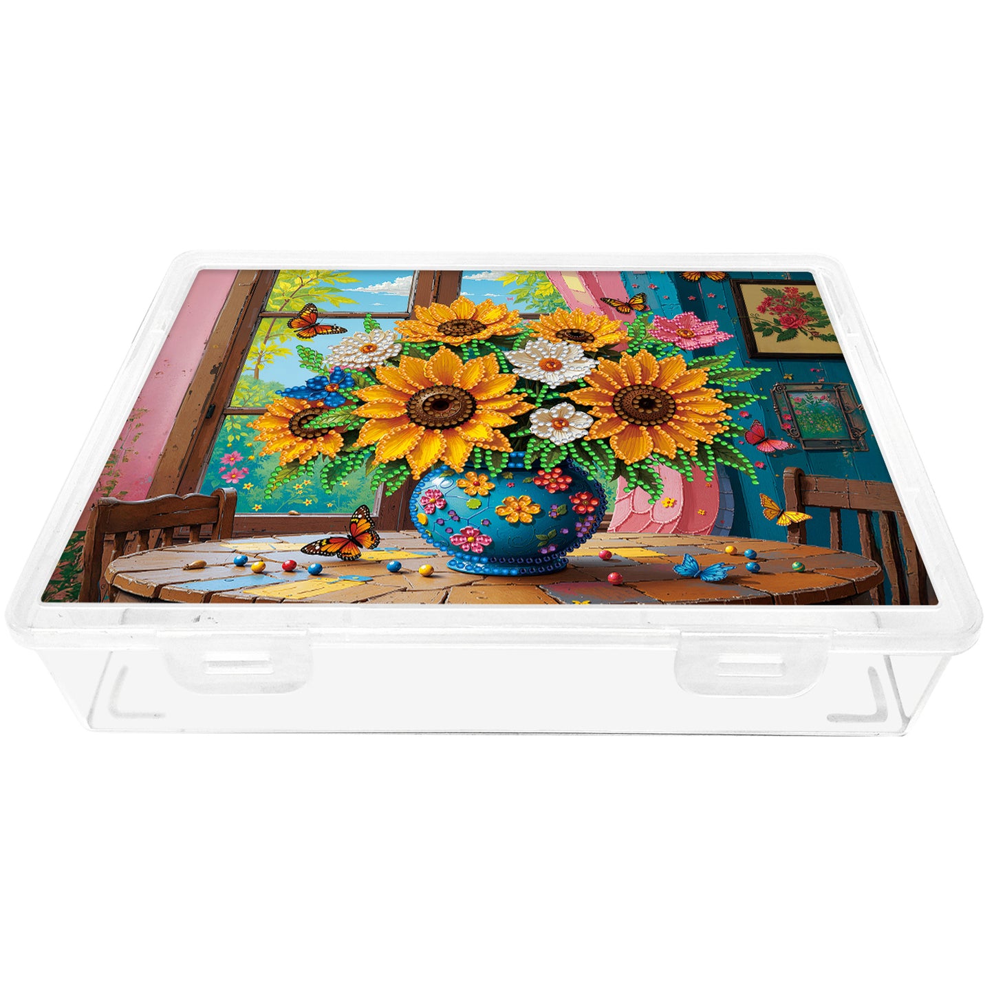 DIY Sunflower Vase Pattern Diamond Painting Kit Storage Box for Adults Beginners