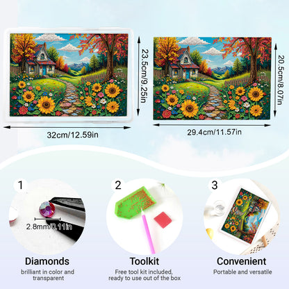 DIY Country Cottage Pattern Diamond Painting Kit Storage Box for Adult Beginner