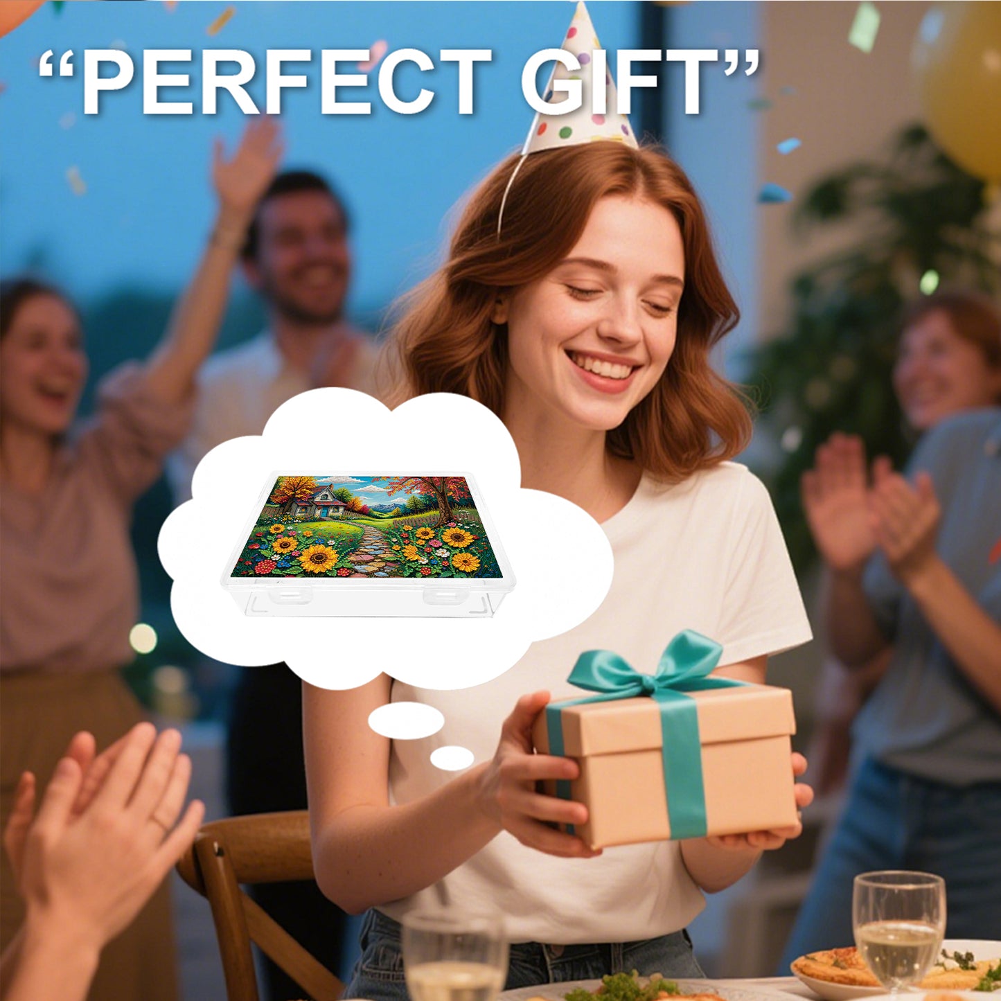 DIY Country Cottage Pattern Diamond Painting Kit Storage Box for Adult Beginner