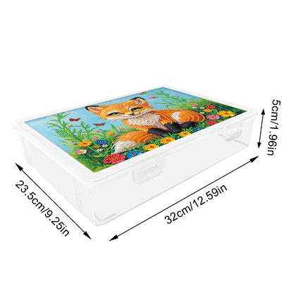 DIY Fox Pattern Diamond Painting Kit Storage Box for Handicraft Enthusiast Gift