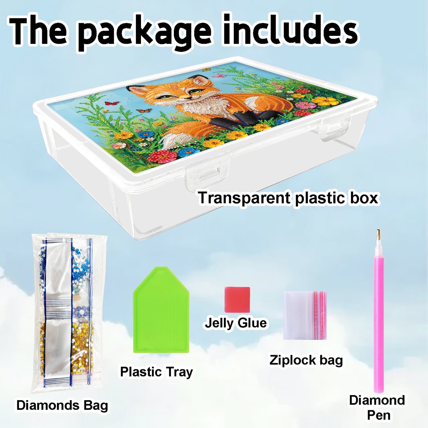 DIY Fox Pattern Diamond Painting Kit Storage Box for Handicraft Enthusiast Gift