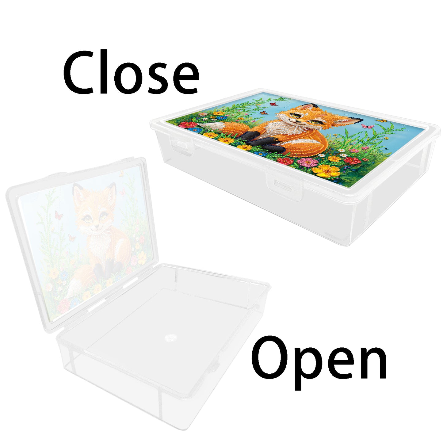 DIY Fox Pattern Diamond Painting Kit Storage Box for Handicraft Enthusiast Gift