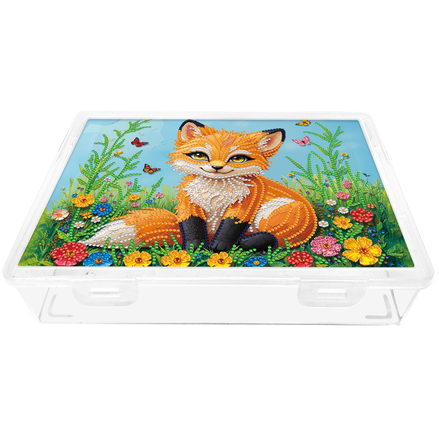 DIY Fox Pattern Diamond Painting Kit Storage Box for Handicraft Enthusiast Gift