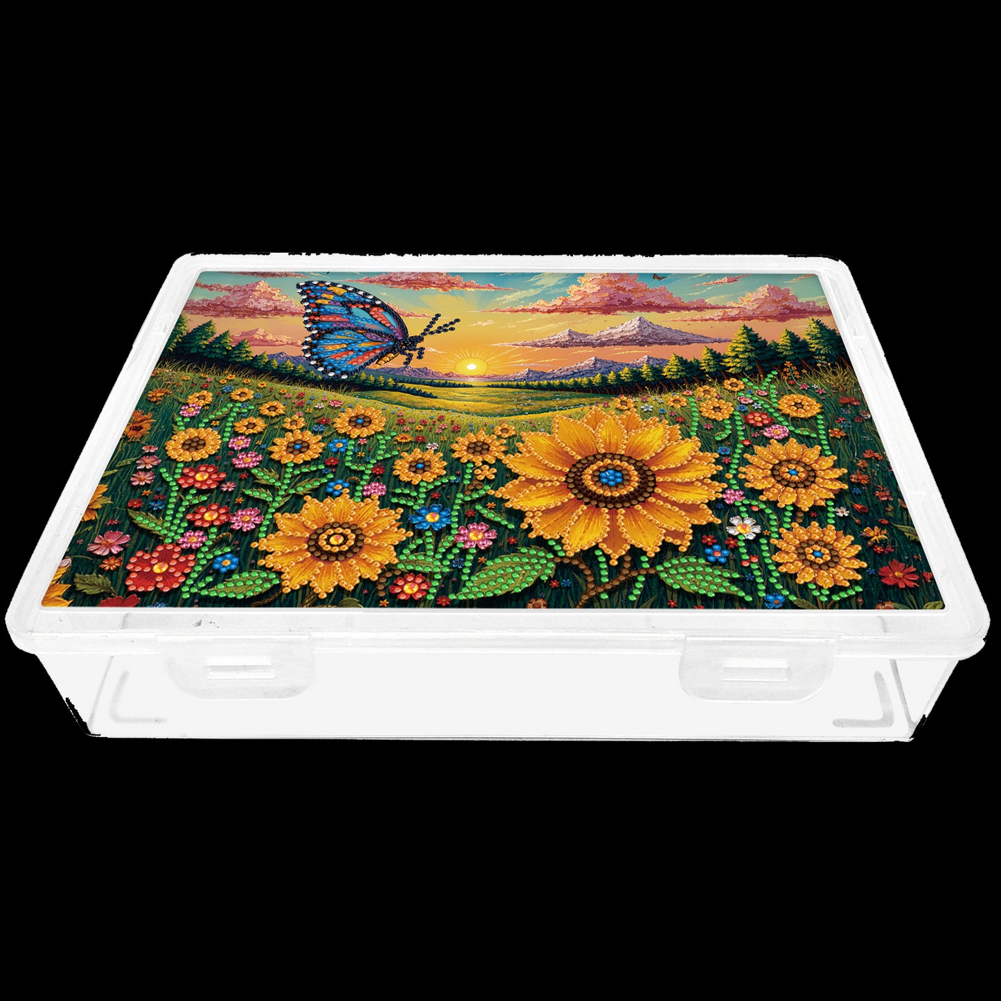 DIY Butterfly Sunflower Pattern Diamond Painting Kit Storage Box for Beginners
