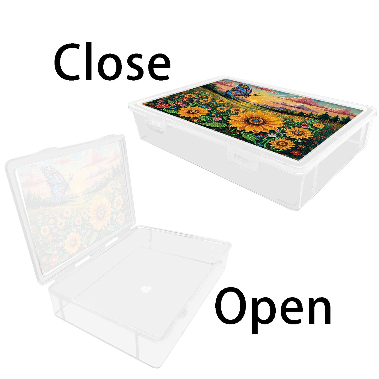 DIY Butterfly Sunflower Pattern Diamond Painting Kit Storage Box for Beginners