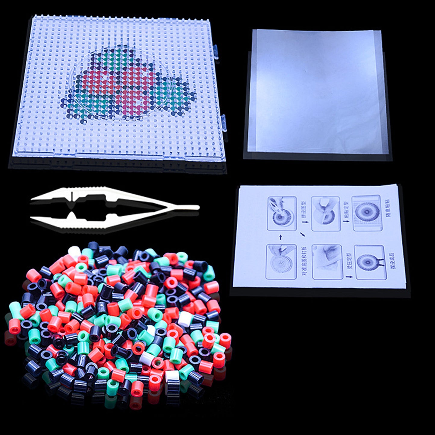 Christmas Cherry DIY 5mm Fuse Beads Kit Including Pegboards and Ironing Paper Melty Beads Set Safety