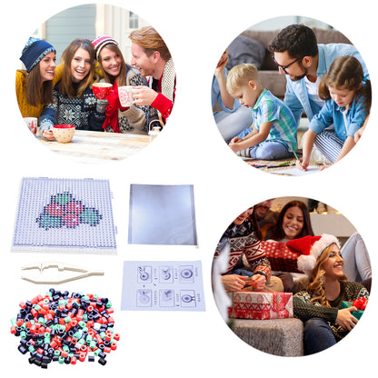 Christmas Cherry DIY 5mm Fuse Beads Kit Including Pegboards and Ironing Paper Melty Beads Set Safety