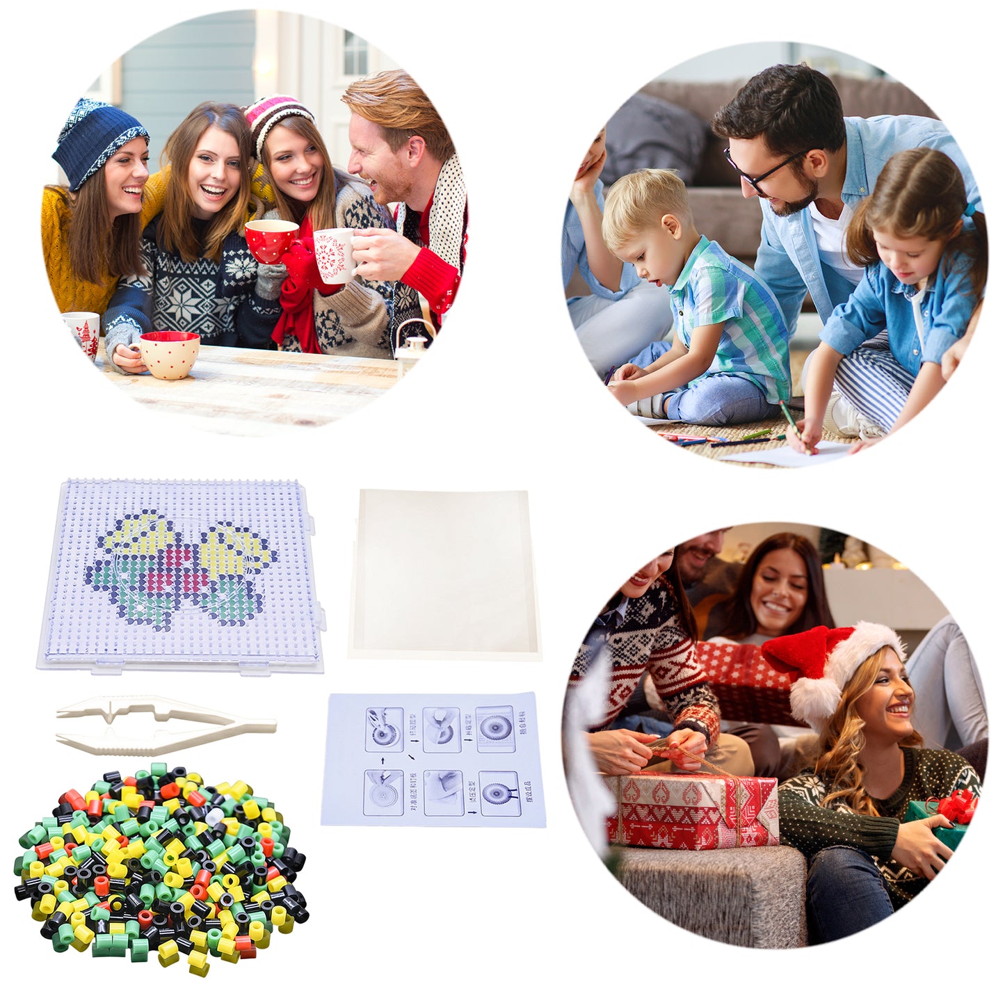 Christmas Bell DIY 5mm Fuse Beads Kit Including Pegboards and Ironing Paper Melty Beads Set Safety
