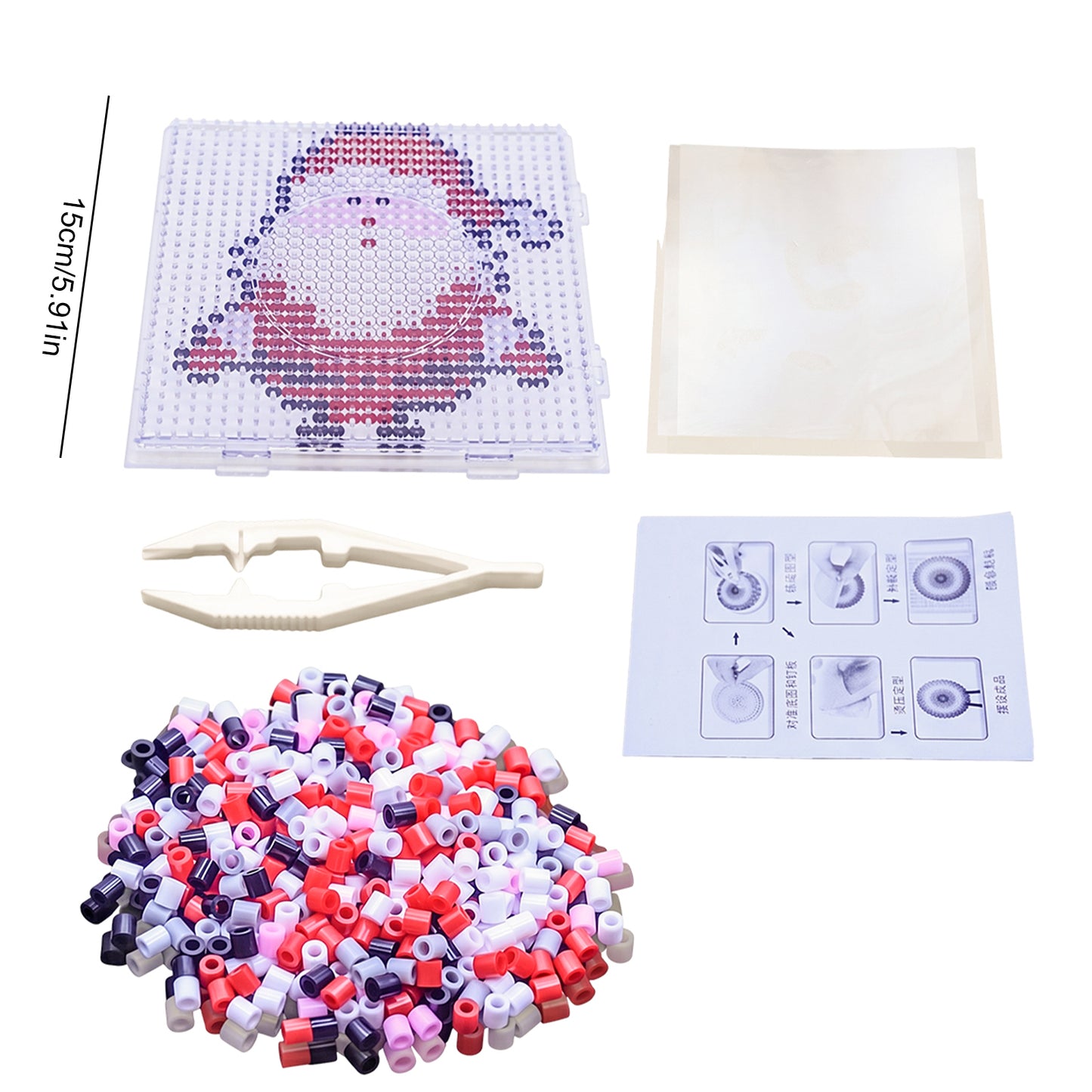 Christmas Santa Claus DIY 5mm Fuse Beads Kit Including Pegboards and Ironing Paper Melty Beads Set Safety