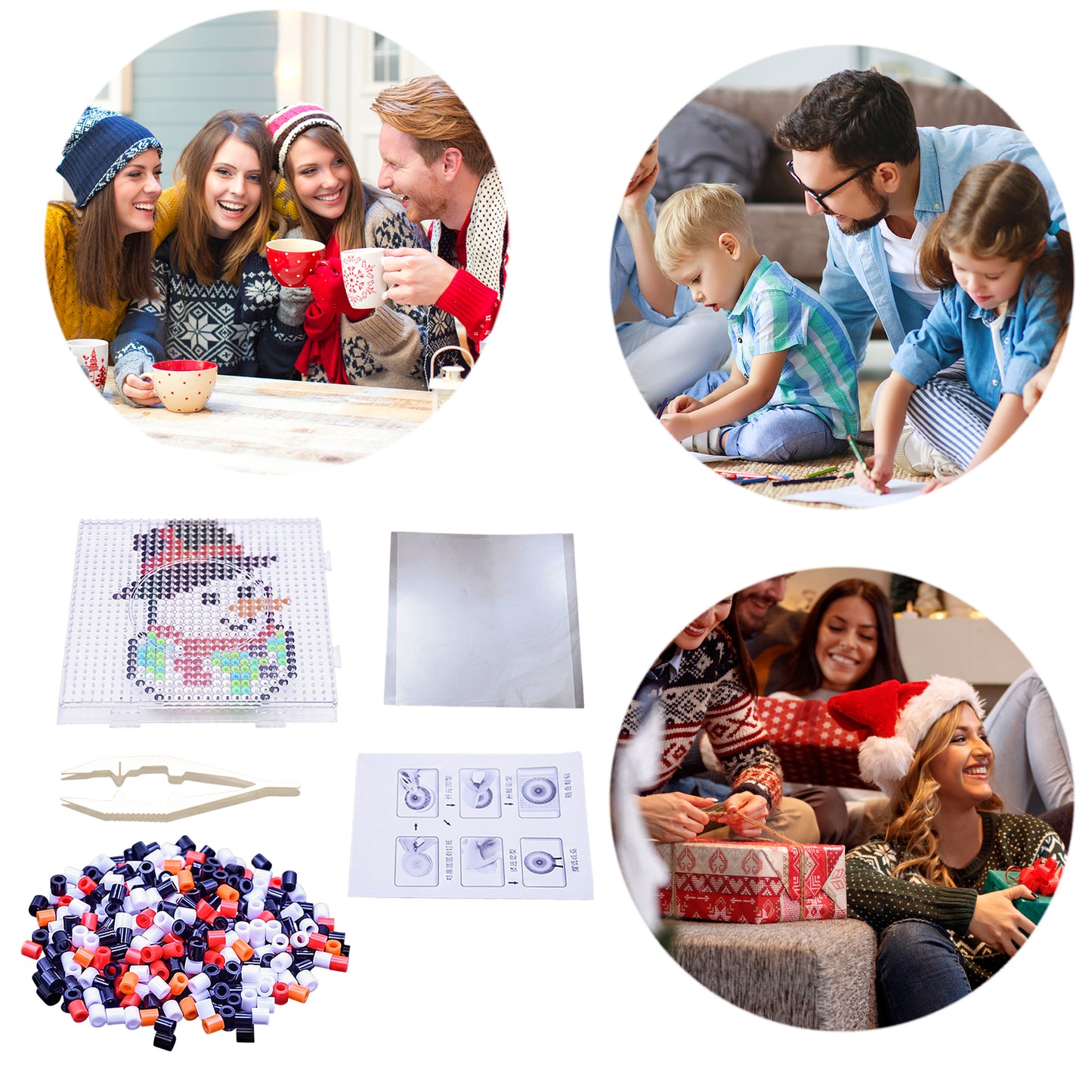 Christmas Snowman DIY 5mm Fuse Beads Kit Including Pegboards and Ironing Paper Melty Beads Set Safety