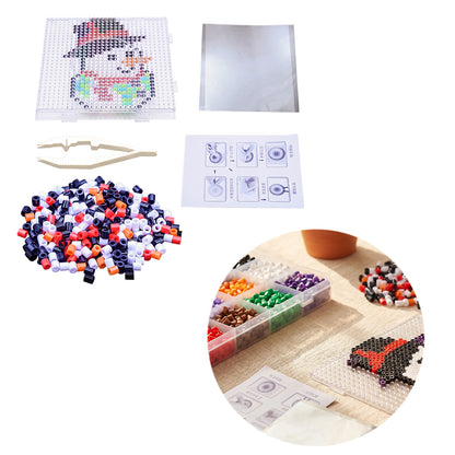 Christmas Snowman DIY 5mm Fuse Beads Kit Including Pegboards and Ironing Paper Melty Beads Set Safety