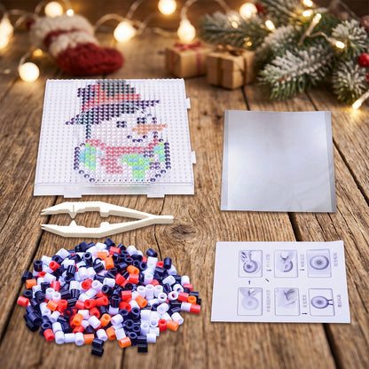 Christmas Snowman DIY 5mm Fuse Beads Kit Including Pegboards and Ironing Paper Melty Beads Set Safety