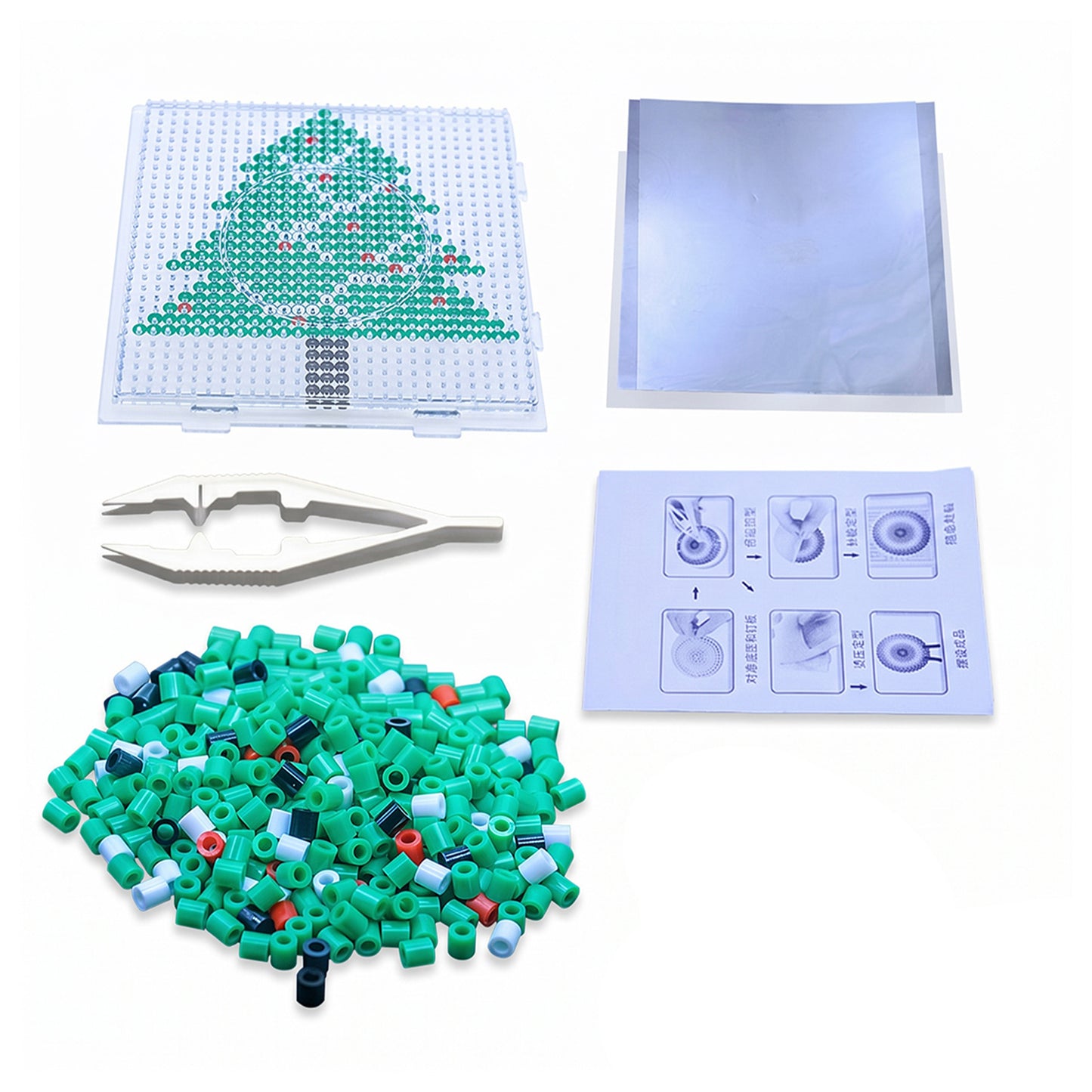 Christmas Tree DIY 5mm Fuse Beads Kit Including Pegboards and Ironing Paper Melty Beads Set Safety