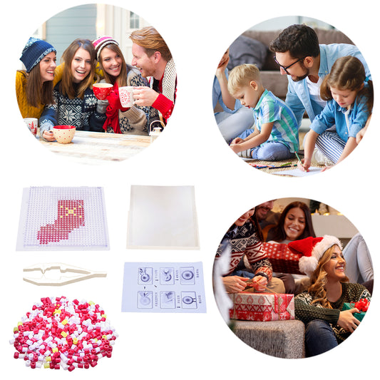 Christmas Stocking DIY 5mm Fuse Beads Kit Including Pegboards and Ironing Paper Melty Beads Set Safety