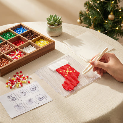 Christmas Stocking DIY 5mm Fuse Beads Kit Including Pegboards and Ironing Paper Melty Beads Set Safety
