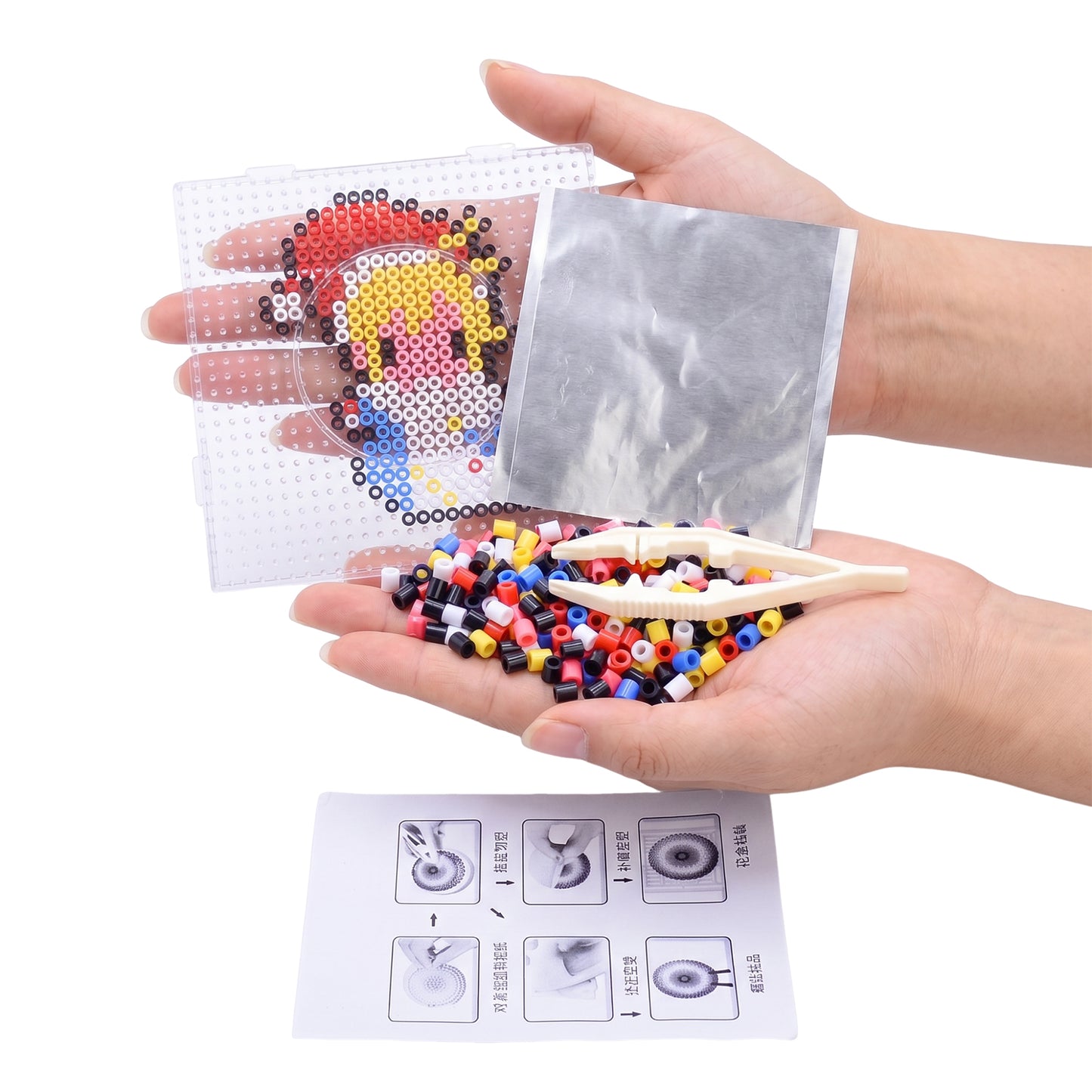 Christmas Cartoon Character DIY 5mm Fuse Beads Kit Including Pegboards and Ironing Paper Melty Beads Set Safety