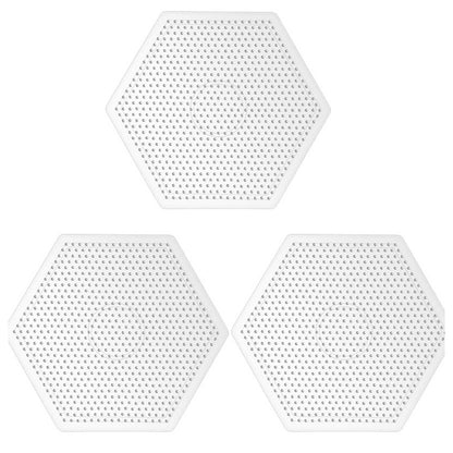 3Pcs 5mm Fuse Beads Boards High Temperature Resistance Large Clear Pegboards Kits Easy To Clean(Hexagon)