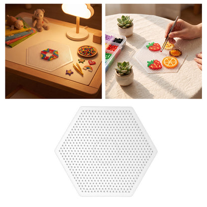 3Pcs 5mm Fuse Beads Boards High Temperature Resistance Large Clear Pegboards Kits Easy To Clean(Hexagon)