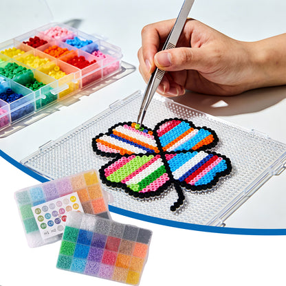 20 Colors 5mm Melty Beads Craft Kit Beginner-Friendly Iron Beads DIY Set with Color Label Pixel Art Beads Kit Ideal(Basic Rainbow Color Fuse Beads Set)
