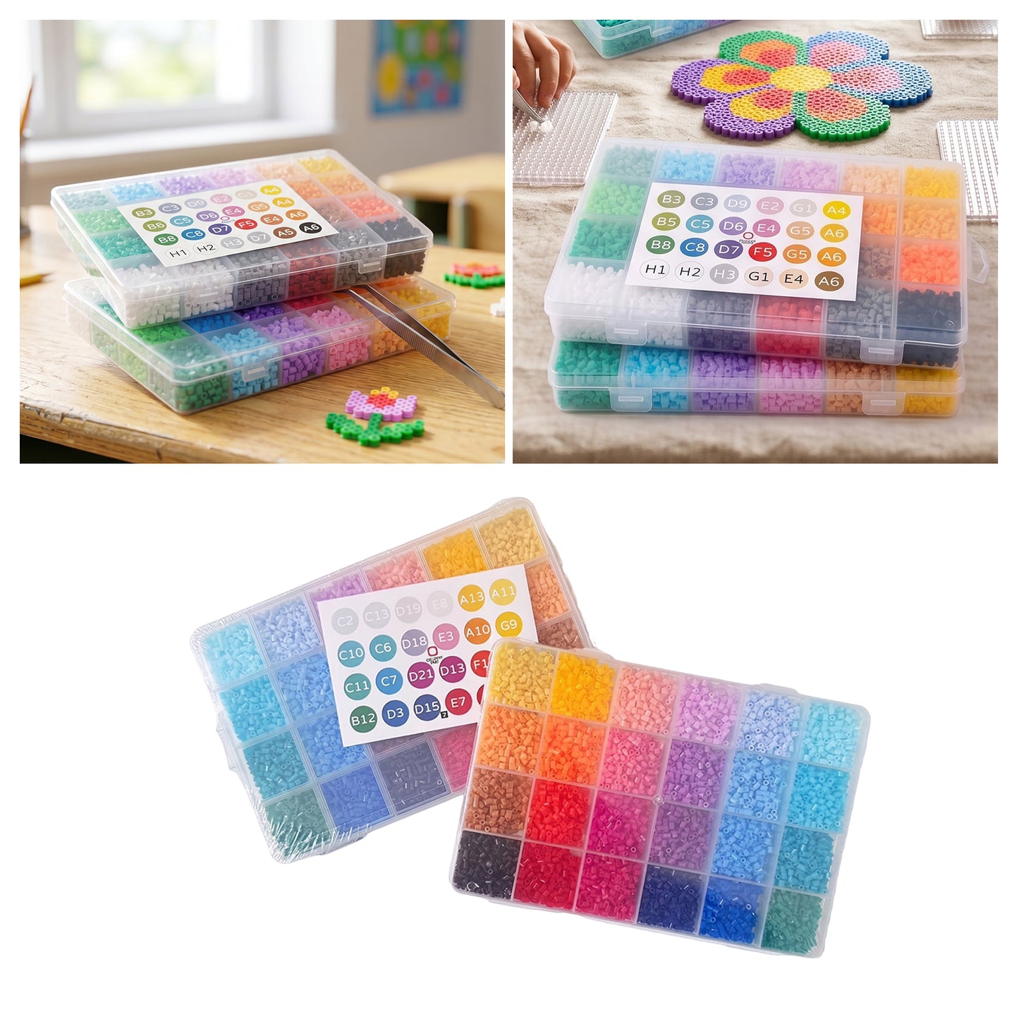 20 Colors 5mm Melty Beads Craft Kit Beginner-Friendly Iron Beads DIY Set with Color Label Pixel Art Beads Kit Ideal(Neon Pastel Color Fuse Beads Set)