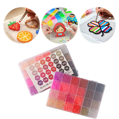 20 Colors 5mm Melty Beads Craft Kit Beginner-Friendly Iron Beads DIY Set with Color Label Pixel Art Beads Kit Ideal(Warm Red Orange Tone Fuse Beads Set)
