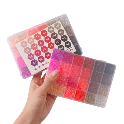 20 Colors 5mm Melty Beads Craft Kit Beginner-Friendly Iron Beads DIY Set with Color Label Pixel Art Beads Kit Ideal(Warm Red Orange Tone Fuse Beads Set)