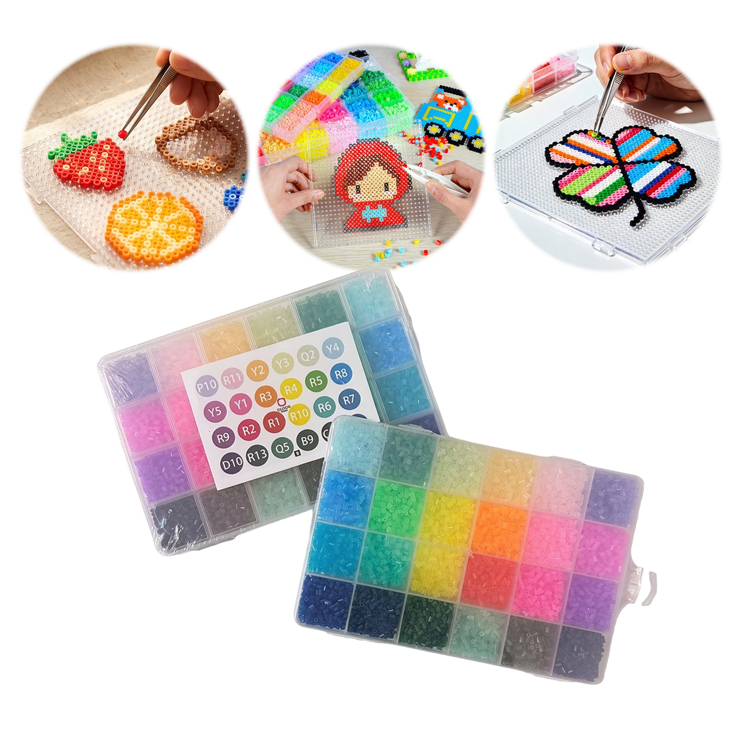 20 Colors 5mm Melty Beads Craft Kit Beginner-Friendly Iron Beads DIY Set with Color Label Pixel Art Beads Kit Ideal(Gradient Rainbow Color Fuse Beads Set)