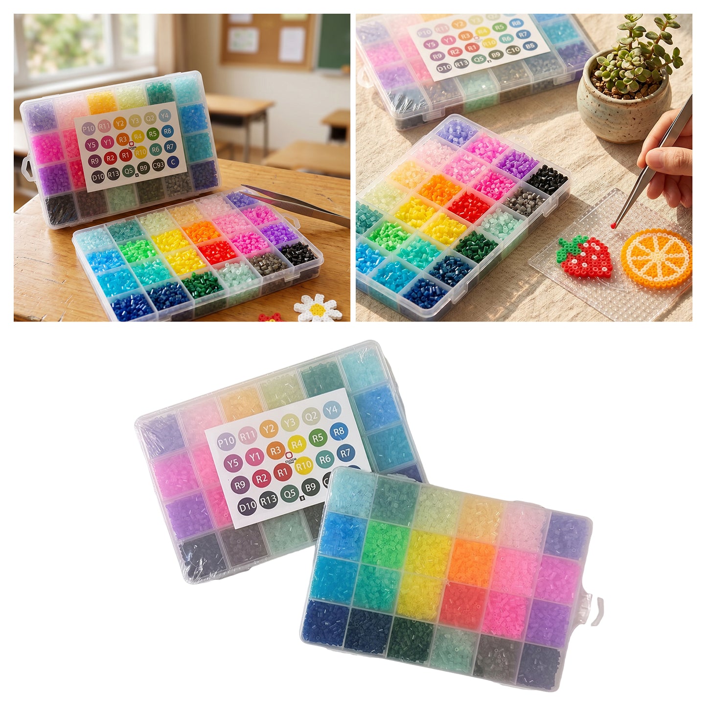 20 Colors 5mm Melty Beads Craft Kit Beginner-Friendly Iron Beads DIY Set with Color Label Pixel Art Beads Kit Ideal(Gradient Rainbow Color Fuse Beads Set)