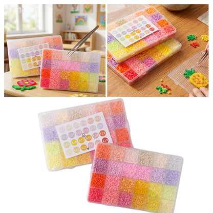 20 Colors 5mm Melty Beads Craft Kit Beginner-Friendly Iron Beads DIY Set with Color Label Pixel Art Beads Kit Ideal(Cream Light Tone Fuse Beads Set)