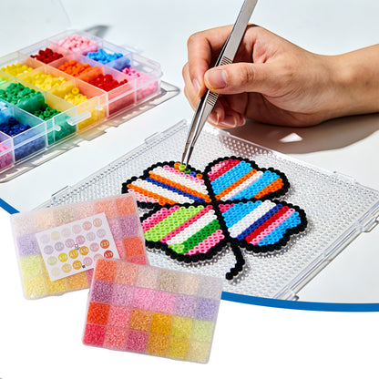 20 Colors 5mm Melty Beads Craft Kit Beginner-Friendly Iron Beads DIY Set with Color Label Pixel Art Beads Kit Ideal(Cream Light Tone Fuse Beads Set)