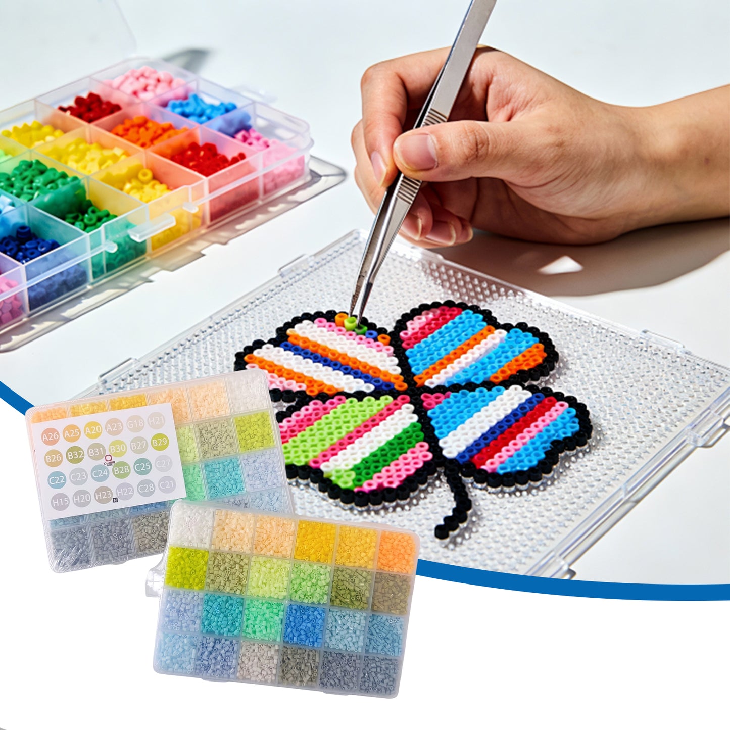 20 Colors 5mm Melty Beads Craft Kit Beginner-Friendly Iron Beads DIY Set with Color Label Pixel Art Beads Kit Ideal(Morandi Gray Tone Fuse Beads Set)