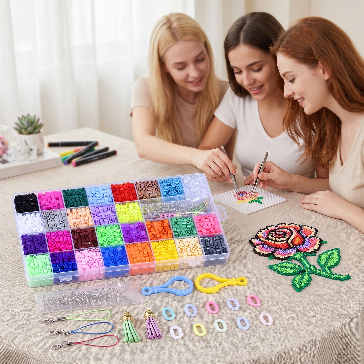29 Colors 5mm Melty Beads Craft Kit with Accessories Iron Beads DIY Set Beginner-Friendly Pixel Art Beads Kit Ideal