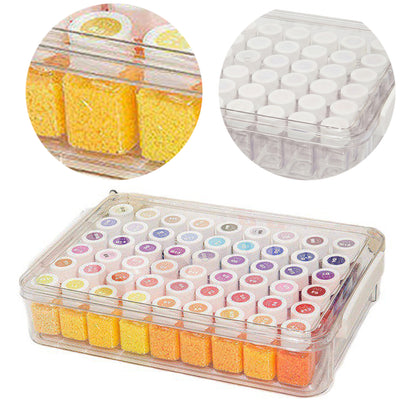 54 Grids Portable Diamond Art Painting Organizer Box Stackable Mini Clear Dimond Storage Containers Boxes with Screw Lids and Rectangle Box