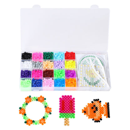 5MM 20 Colors DIY 3D Puzzle Beads Set with Dual Templates and Ironing Paper Pegboard Puzzles Beads Set Contains 2000 Beans